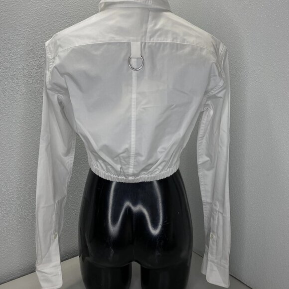NEW TIBI Women's Shirt White Size XXS Eco Poplin Cropped Long Sleeve Button Down - Picture 9 of 12